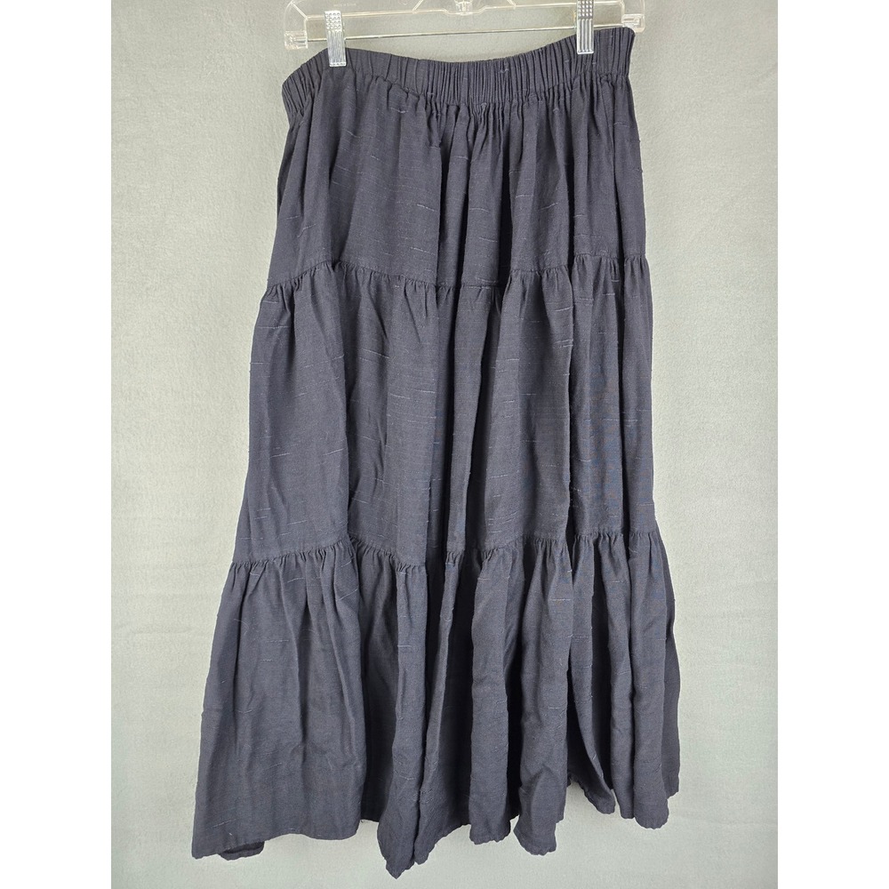 Vtg Shelbi Ranch Tiered Maxi Skirt Women's Black One Size Western Cowgirl USA